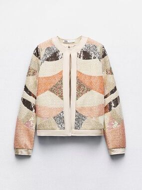 Zara Beaded Sequin Pearl Embellished Jacket 3920/042